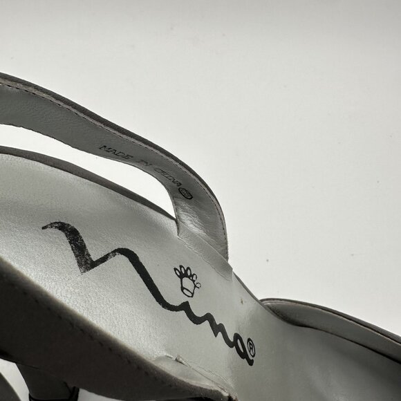 Nina Womens Size 8 Gray Satin Slingback Heels With Rhinestone Embellishments - Picture 7 of 10